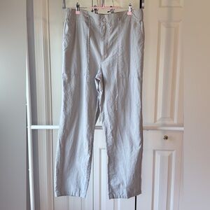 Linen Women's Light Gray Wide Leg Pants